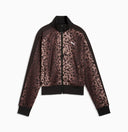 Leopard print zip-up track jacket with black contrast sleeves and subtle Puma logo detail, blending retro sport heritage with bold statement style — γυναικείο track jacket με animal print μοτίβο και φερμουάρ, ιδανικό για athleisure, street style και trend-forward looks με δυναμικό χαρακτήρα. Διαθέσιμο στο Iconic Angels Glyfada.