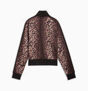 Leopard print zip-up track jacket with black contrast sleeves and subtle Puma logo detail, blending retro sport heritage with bold statement style — γυναικείο track jacket με animal print μοτίβο και φερμουάρ, ιδανικό για athleisure, street style και trend-forward looks με δυναμικό χαρακτήρα. Διαθέσιμο στο Iconic Angels Glyfada.