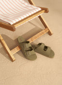 Men’s EVA Nordic swim sandals in khaki green with double buckle straps, ανδρικά ανατομικά σανδάλια EVA σε χακί πράσινη απόχρωση με διπλή αγκράφα, αδιάβροχα και ιδανικά για καλοκαιρινή χρήση σε παραλία ή πισίνα, από το Iconic Angels Glyfada.