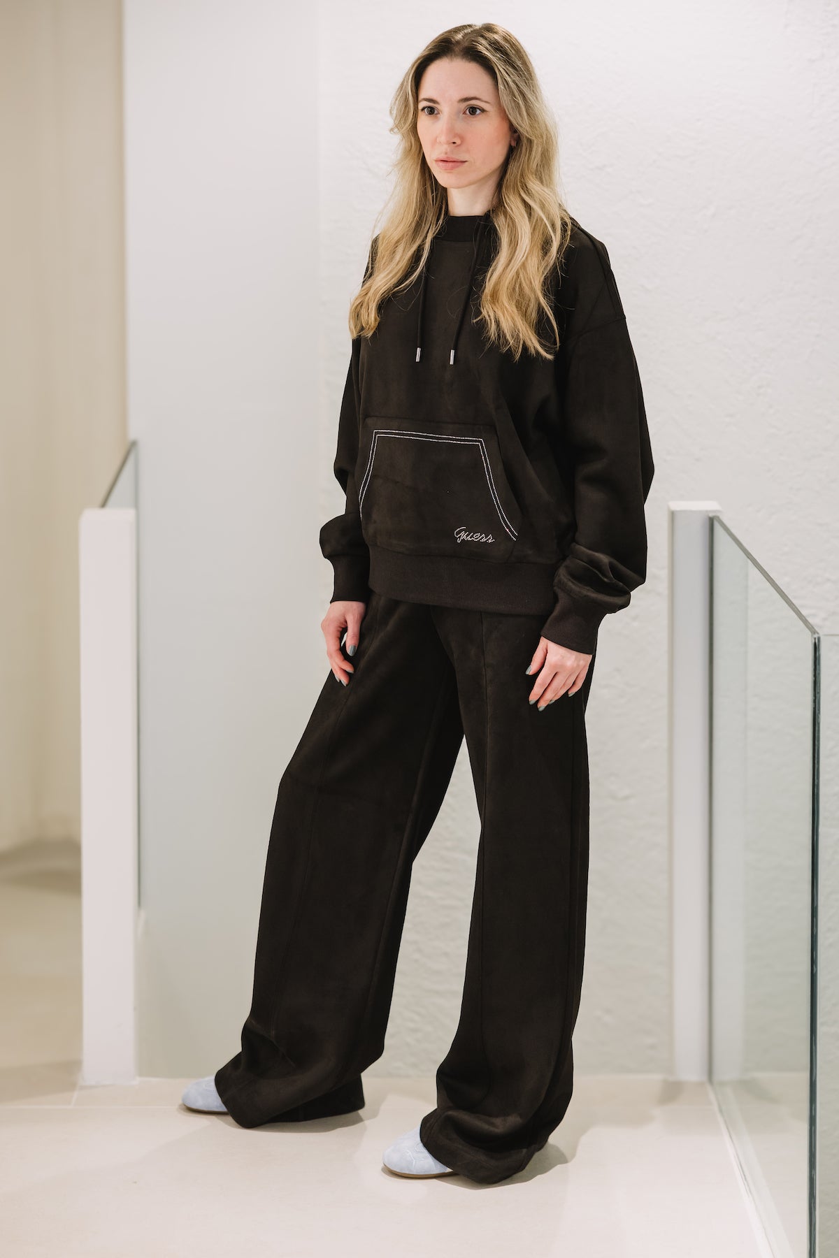 GUESS - Hooded Scuba Sweatshirt Black