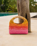 MANEBI - Raffia Halfmoon Bag Handmade Sunset Glow