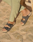 Men’s suede Nordic sandals in carbon grey with double buckle and espadrille sole, αντρικά σανδάλια από suede σε ανθρακί απόχρωση με διπλή αγκράφα και φυσική πλεκτή σόλα, άνετα και κομψά για καθημερινό καλοκαιρινό στυλ, από το Iconic Angels Glyfada.