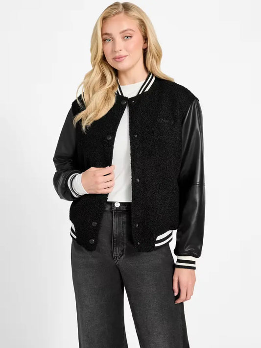 GUESS - Danielle College Bomber Jacket Black
