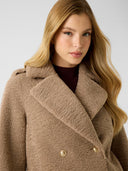 GUESS - Laila Faux Fur Bonded Coat Brown