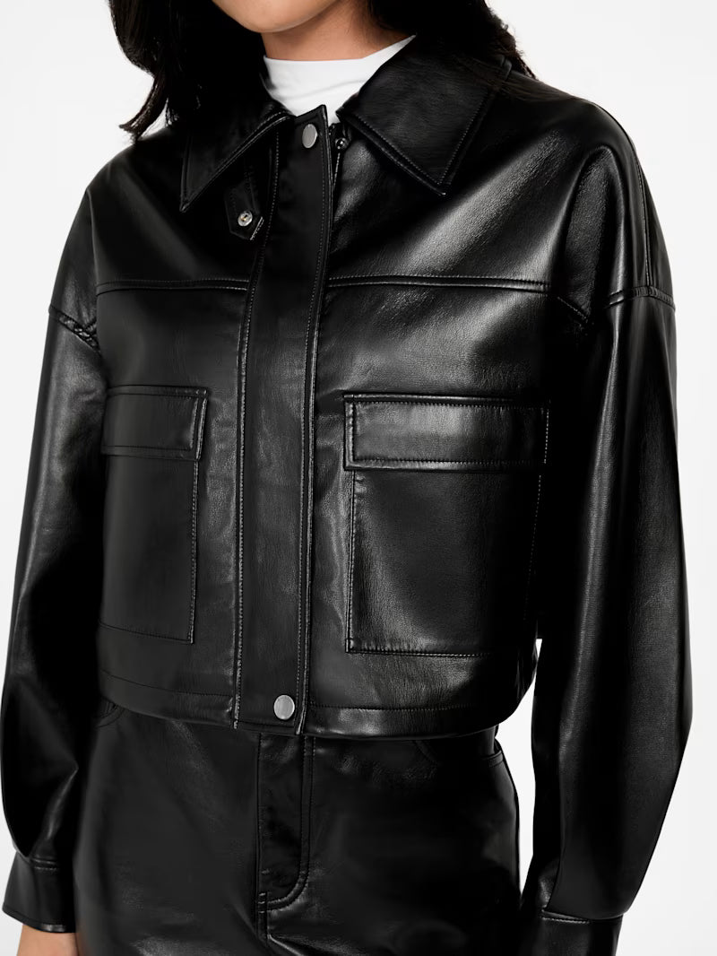 GUESS - Flaminia Crop Faux Leather Jacket