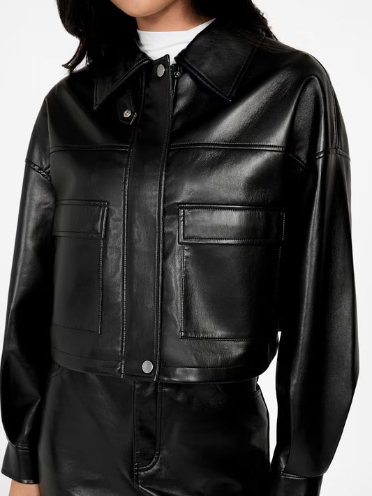 GUESS - Flaminia Crop Faux Leather Jacket