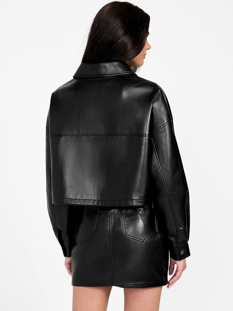 GUESS - Flaminia Crop Faux Leather Jacket