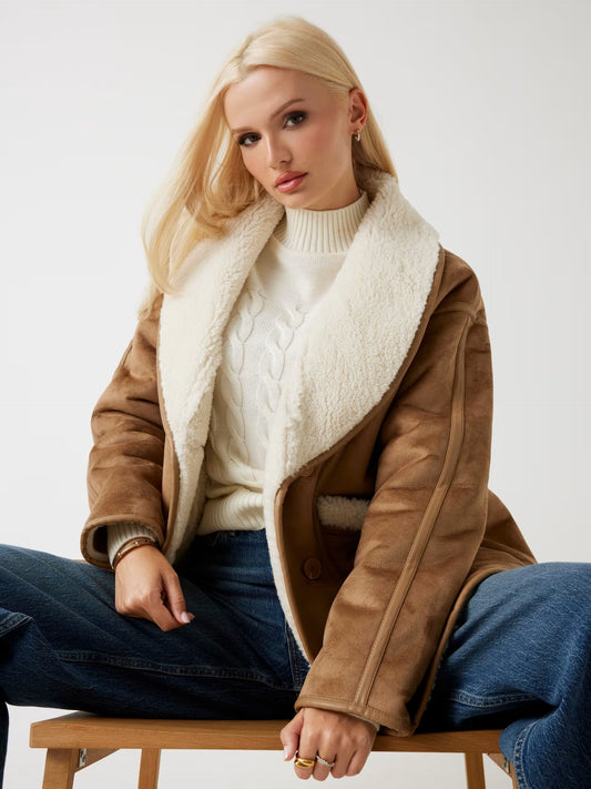 GUESS - Faux-shearling Brown Jacket