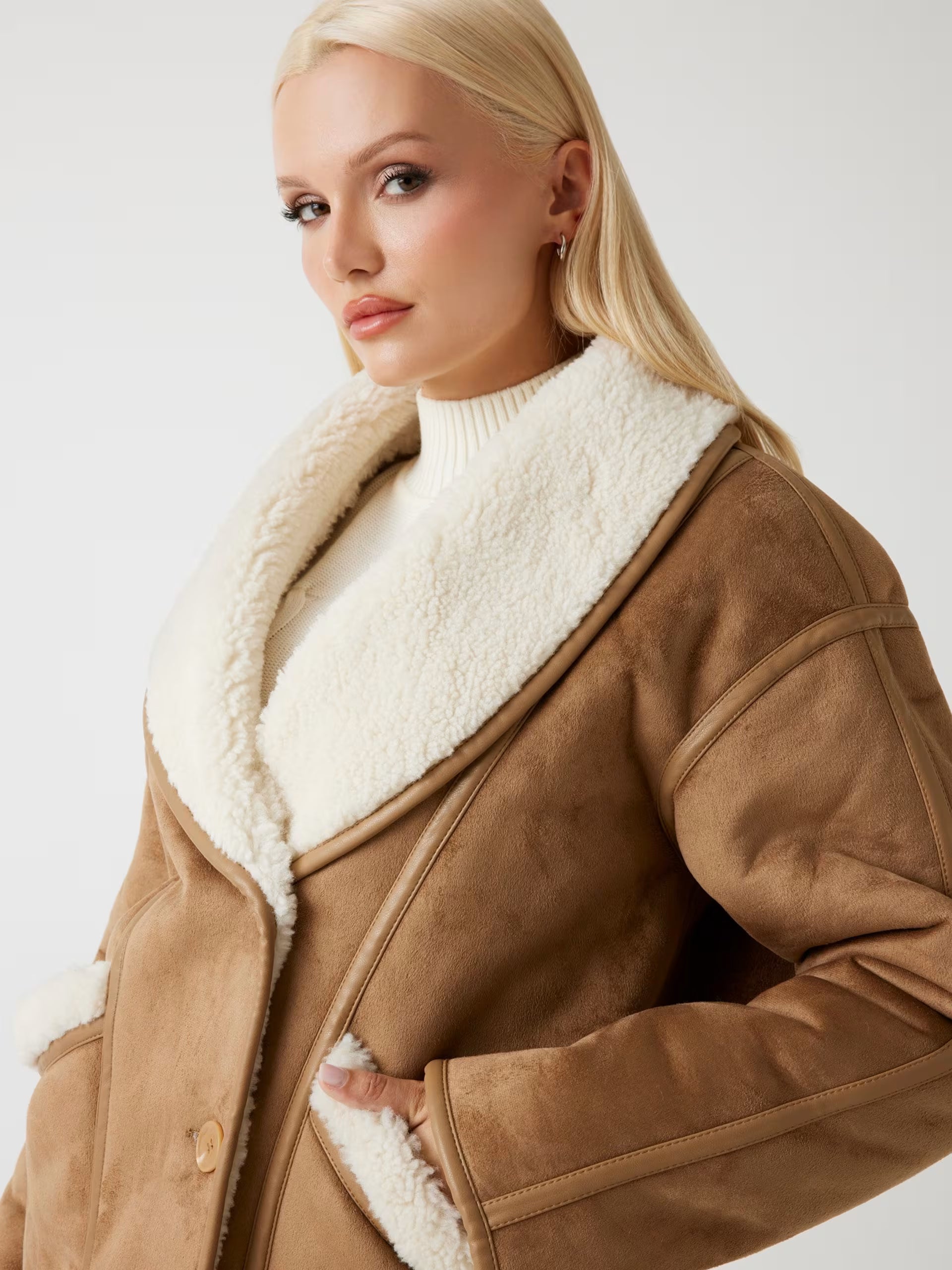 GUESS - Faux-shearling Brown Jacket