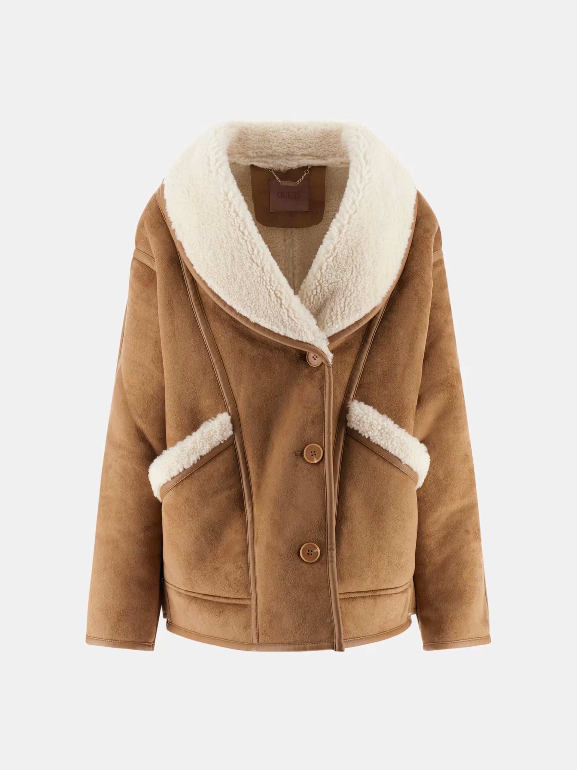 GUESS - Faux-shearling Brown Jacket