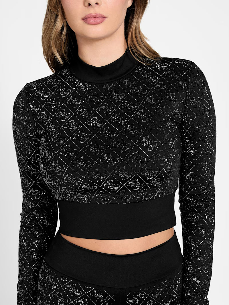 GUESS - 4G Logo Crop Top Black