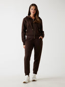 GUESS - Full Zip Scuba Fabric Hoodie Regal Brown