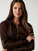 GUESS - Full Zip Scuba Fabric Hoodie Regal Brown