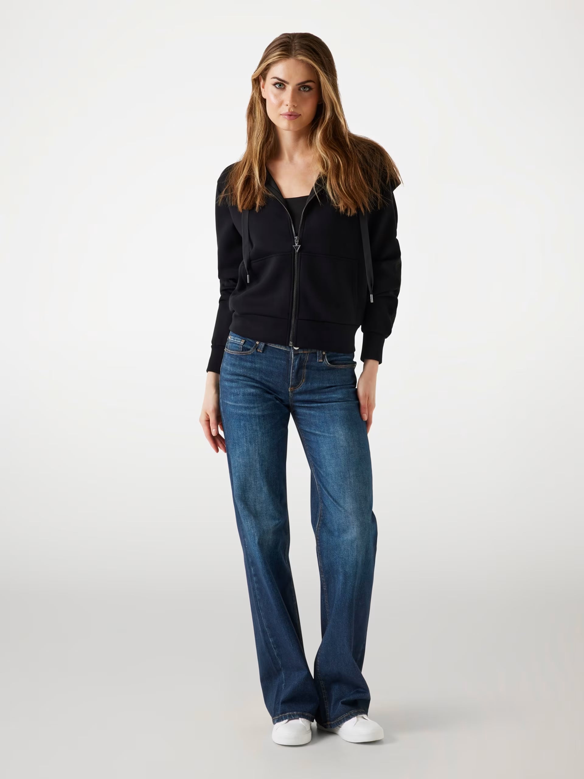 GUESS - Full Zip Scuba Fabric Hoodie Black