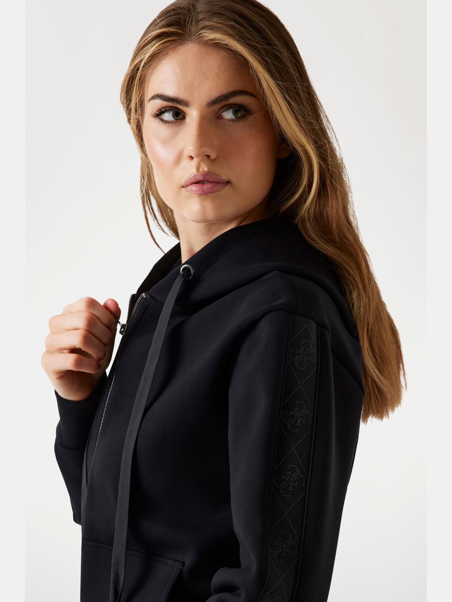 GUESS - Full Zip Scuba Fabric Hoodie Black