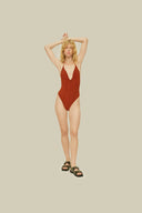 OAS - Terracotta Scribble Lido Bathing Suit