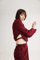 4TAILORS - Tia Cropped Blazer Bordeaux