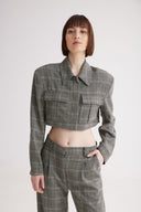 4TAILORS - Scottish Checked Cropped Blazer Grey