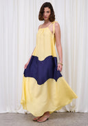 CAPETANISSA - Sunset Dress Yellow Navy