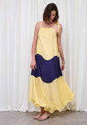 CAPETANISSA - Sunset Dress Yellow Navy