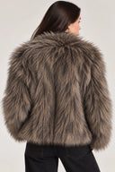 DKNY - Short Faux Fur Jacket Dark Brown