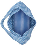 DKNY women’s light blue woven hobo bag with braided texture and single shoulder handle, featuring a matching removable pouch and modern New York style for elegant everyday outfits — γυναικεία γαλάζια υφαντή hobo τσάντα DKNY με braided υφή, μονό χερούλι ώμου και αποσπώμενο pouch, ιδανική για κομψά καθημερινά και καλοκαιρινά looks. Διαθέσιμη στο Iconic Angels Glyfada.