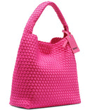 DKNY women’s bright pink woven hobo bag with braided texture and single shoulder handle, combining modern New York style with bold statement design for chic everyday and summer outfits — γυναικεία ροζ υφαντή hobo τσάντα DKNY με braided υφή και μονό χερούλι ώμου, ιδανική για εντυπωσιακά καθημερινά και καλοκαιρινά looks. Διαθέσιμη στο Iconic Angels Glyfada.