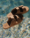 Women’s MANEBI eva nordic swim sandals in cuero brown with double buckle design, γυναικεία ανατομικά σανδάλια slides σε καφέ cuero απόχρωση, από το Iconic Angels Glyfada.