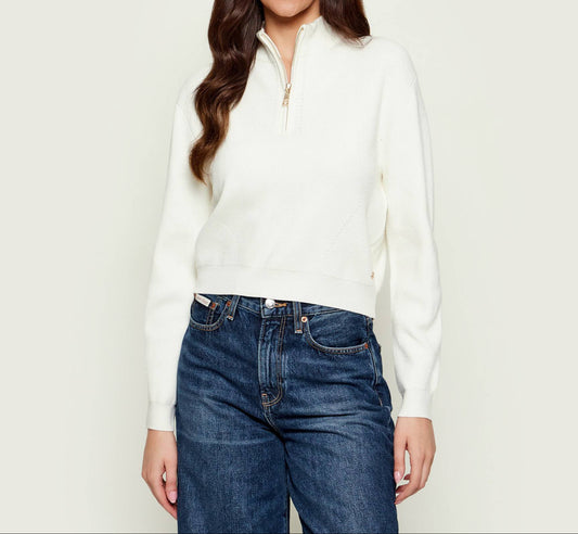 GUESS - Harley Half Zip Sweater White