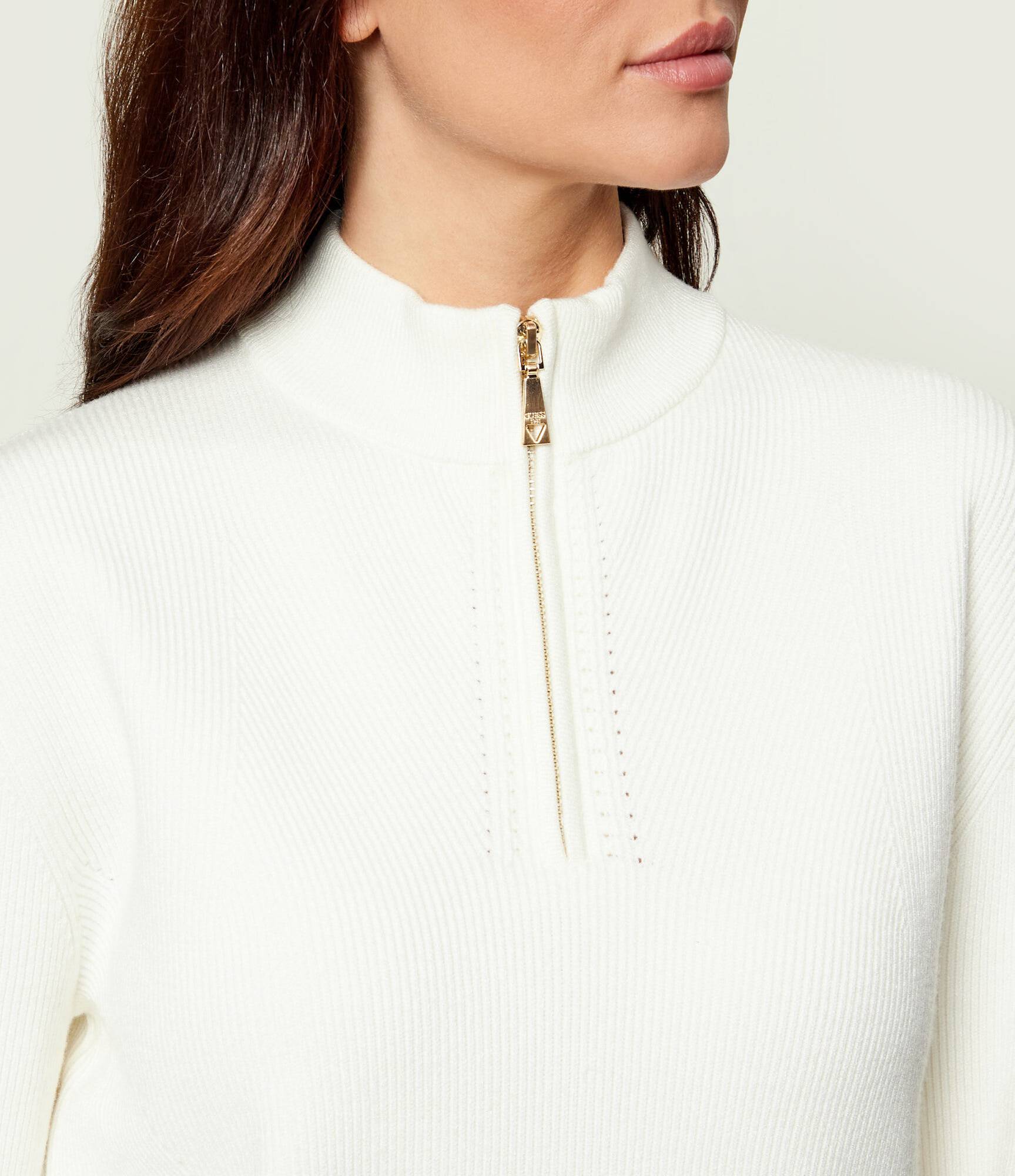 GUESS - Harley Half Zip Sweater White