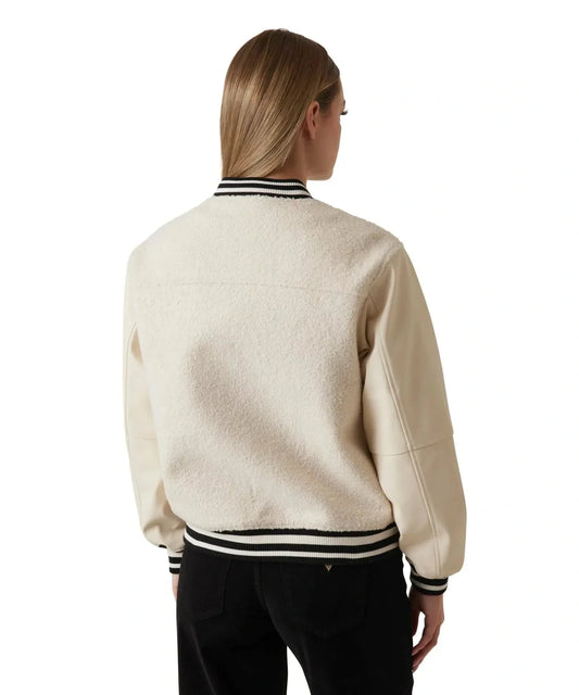 GUESS - Danielle College Bomber Jacket Beige