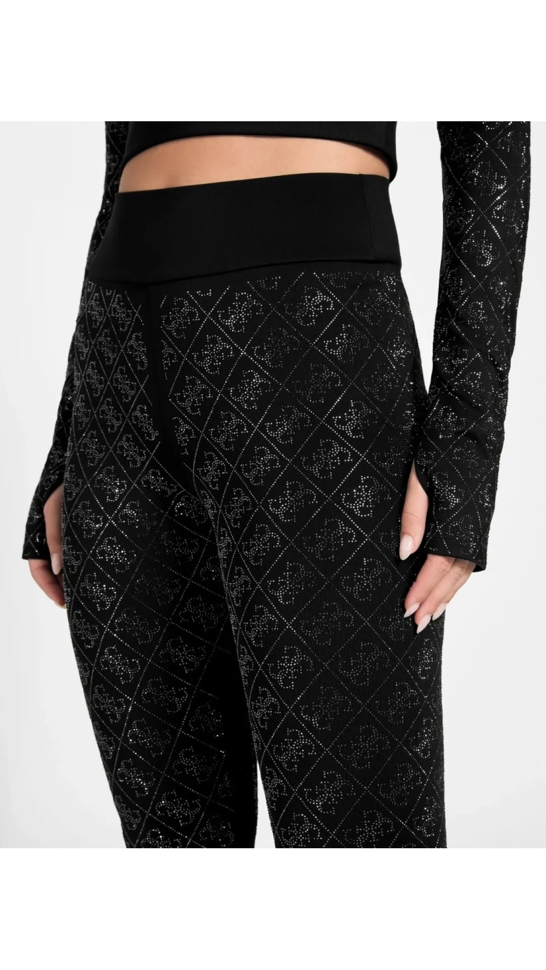 GUESS - Debby Leggings Full Rhinestone Jet Black