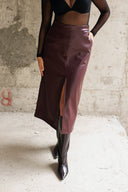 ZOGRAFOS - Faux Leather Skirt With Slit Bordeaux