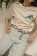 Individual Art Leather - "Electric Feel" belt Stone Beige Nickel