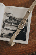 Individual Art Leather - "Electric Feel" belt Stone Beige Nickel