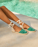 MANEBI - Suede Flat Valenciana Espadrilles Emerald Green