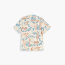 OAS Lorien Rocco ecru printed shirt with artistic myth-inspired illustrations in blue and terracotta tones, relaxed fit, camp collar and short sleeves for standout summer styling — ανδρικό OAS Lorien Rocco εκρού printed πουκάμισο με καλλιτεχνικό myth-inspired μοτίβο σε μπλε και terracotta αποχρώσεις, χαλαρή γραμμή, camp γιακά και κοντά μανίκια για ξεχωριστά καλοκαιρινά looks.