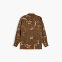 OAS Memento Brillo brown long sleeve shirt with tonal jacquard abstract pattern and relaxed silhouette, featuring a soft textured fabric and button-up front for elevated casual styling — καφέ μακρυμάνικο πουκάμισο OAS Memento Brillo με tonal jacquard abstract μοτίβο και χαλαρή γραμμή, με απαλή textured ύφανση και κουμπιά μπροστά για elevated casual εμφανίσεις.