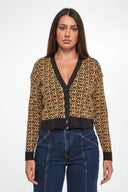DKNY - Logo Jacquard Long Sleeve V-Neck Cardigan