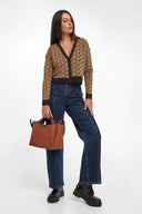 DKNY - Logo Jacquard Long Sleeve V-Neck Cardigan