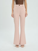 Project Soma pink pinstripe wide-leg trousers with high-waisted fit and tailored silhouette, featuring subtle vertical stripes and clean lines for elegant everyday and office styling — γυναικείο Project Soma ροζ ριγέ παντελόνι σε wide-leg γραμμή με ψηλόμεση εφαρμογή και διακριτικές κάθετες ρίγες, ιδανικό για κομψά καθημερινά και office looks.