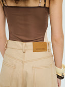 Project Soma beige wide-leg trousers with high-waist fit and clean minimal design, featuring structured fabric and relaxed silhouette for effortless everyday styling — γυναικείο Project Soma μπεζ παντελόνι σε wide-leg γραμμή με ψηλόμεση εφαρμογή και minimal σχεδιασμό, με άνετη εφαρμογή για κομψά καθημερινά looks.
