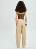 Project Soma beige wide-leg trousers with high-waist fit and clean minimal design, featuring structured fabric and relaxed silhouette for effortless everyday styling — γυναικείο Project Soma μπεζ παντελόνι σε wide-leg γραμμή με ψηλόμεση εφαρμογή και minimal σχεδιασμό, με άνετη εφαρμογή για κομψά καθημερινά looks.
