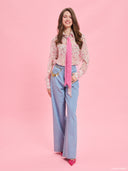 Pink terrazzo print oversized shirt from Project Soma x Barbie collection with statement tie scarf detail for playful fashion styling — γυναικείο oversized πουκάμισο Project Soma x Barbie με ροζ terrazzo print και statement γραβάτα για μοντέρνα playful looks. Διαθέσιμο στο Iconic Angels Glyfada.