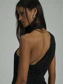 Project Soma Letizia black top with pattern and matching skirt set