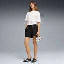 Puma women’s white fitted waist T-shirt with short sleeves and adjustable side ruching, blending minimal sporty style with modern silhouette — γυναικείο λευκό T-shirt Puma με κοντό μανίκι και ρυθμιζόμενο σούρωμα στη μέση, για μοντέρνα athleisure και casual looks με clean αισθητική. Διαθέσιμο στο Iconic Angels Glyfada.