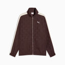 Chocolate brown zip-up track jacket with contrast side stripes and subtle Puma logo detail, combining retro sport heritage with modern street aesthetics — καφέ ανδρικό track jacket με φερμουάρ και λευκές ρίγες στα μανίκια, ιδανικό για athleisure, street style και casual everyday looks με premium χαρακτήρα. Διαθέσιμο στο Iconic Angels Glyfada.