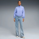 Lavender zip-up track jacket with high collar, elastic cuffs and subtle Puma logo detail, combining retro sport aesthetics with modern comfort — λιλά γυναικείο αθλητικό jacket με φερμουάρ, ψηλό γιακά και relaxed γραμμή, ιδανικό για sporty casual και athleisure looks με statement χαρακτήρα. Διαθέσιμο στο Iconic Angels Glyfada.