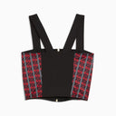 PUMA Future Archive crop top σε μαύρο με κόκκινο logo και graphic print, με τιράντες και μπροστινό φερμουάρ, σε fitted γραμμή για statement streetwear looks — γυναικείο PUMA crop top με έντονο logo design.