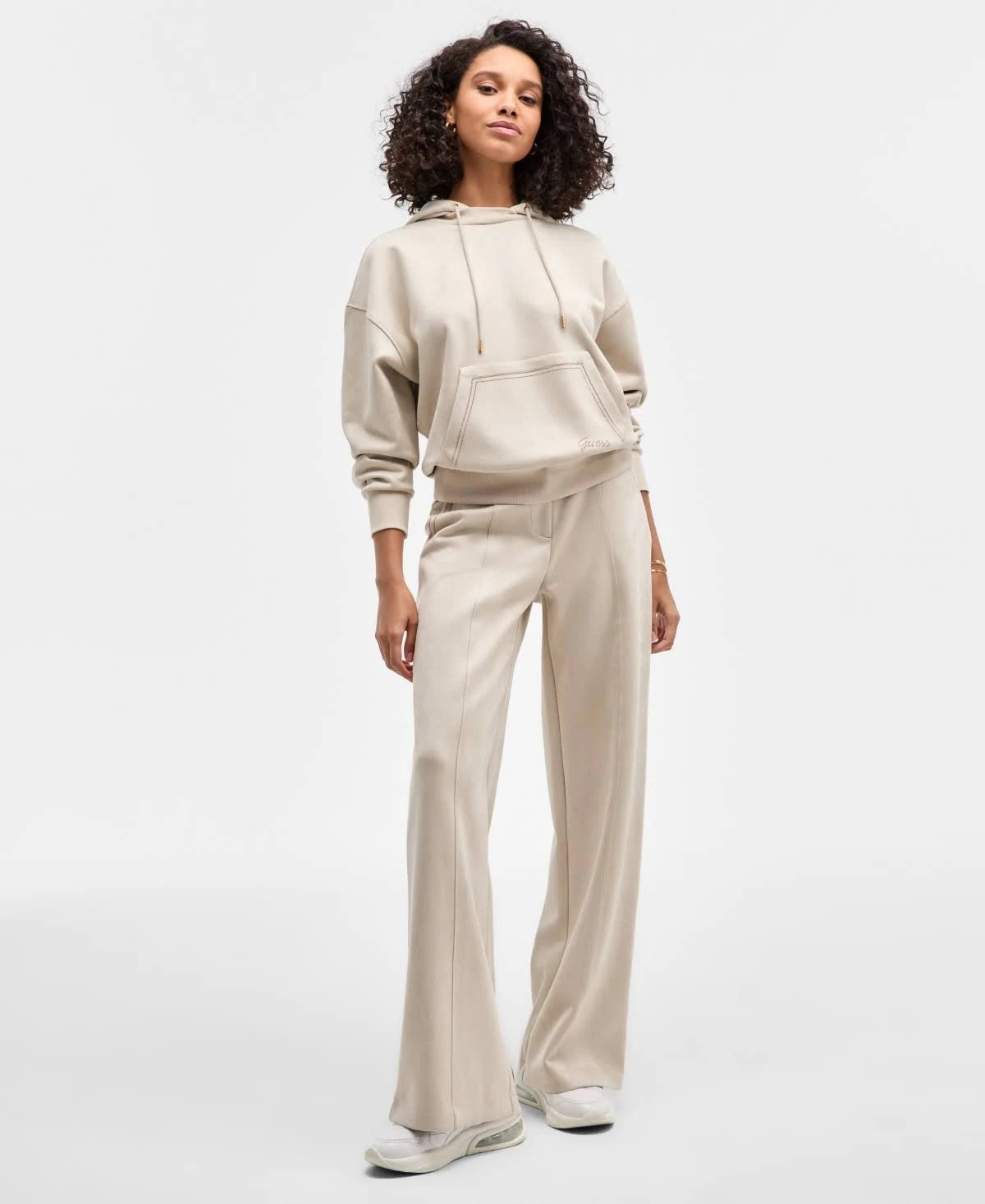 GUESS - Hooded Scuba Sweatshirt Beige